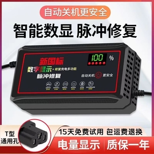 自关机电动车电瓶充电器48v12ah60v20ah72v3新日雅迪爱玛通用电池