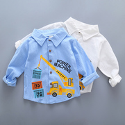 男童长袖衬衣儿童婴儿小童，棉衬衫2022夏季外套宝宝韩版衬衫薄款