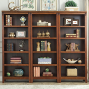 美式书橱实木书柜组合一体整墙落地书架家用客厅储物收纳置物柜
