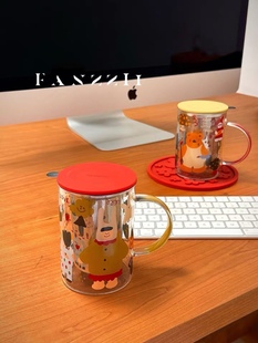 插画师合作款爱画鸭茶漏杯花茶杯高硼硅耐热玻璃杯过滤茶杯泡茶杯