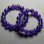 天然紫水晶手链乌拉圭深紫色单圈紫晶手串冰透大颗紫色水晶首饰