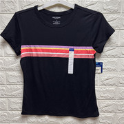 美式纯色拉圆领T恤女短袖2023夏季撞色t宽松设计感小众体恤
