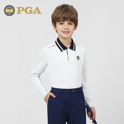 美国pga儿童高尔夫球服装男童装长袖，t恤青少年时尚春秋季衣服套装