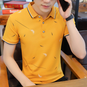 夏季男士短袖t恤韩版潮流，印花男装上衣服个性，百搭帅气polo衫丅桖