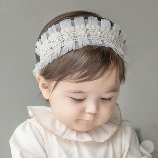 新生婴儿女宝宝头饰发带儿童公主，发饰护囟门，韩国可爱周岁生日头花