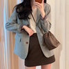 韩国chic秋季小众高级感西装领单排扣双口袋，宽松百搭长袖西服外套