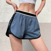 岚纹带内衬防走光宽松运动短裤女夏季薄款跑步健身瑜伽训练热裤新
