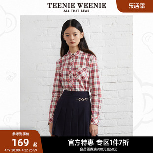 TeenieWeenie小熊奥莱格子衬衫女学院风简约衬衣甜美清新女装