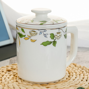 骨瓷茶漏杯办公室杯子茶水分离过滤带盖子茶杯高档水杯创意水杯子