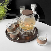 玻璃花茶壶套装日式水果，茶壶蒸茶煮茶壶，耐高温家用泡茶壶下午茶具
