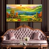 fj01006定制挂画装饰画油画，18d山水风景，日出湖泊靠山客厅沙发背景