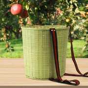 儿童背篓竹编筐有背带，采摘茶叶篮手工，编织筐外出小号装水果箩筐