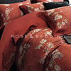 全棉数码印花被套，美式高级感床品红色，复古100支长绒棉床上四件套