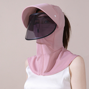 2024防晒帽子女放晒口罩面罩防吹飞带连遮阳帽的防掉一体护颈