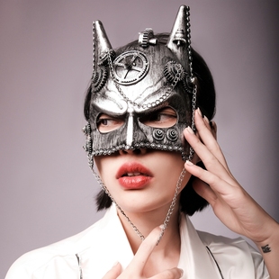 女士人朋克蝙蝠侠，超人铆钉全脸cosplay面具贝利亚狐小红娘万圣节