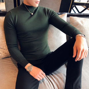 半高领毛衣男秋冬潮流紧身修身弹力百搭韩版中高领内搭针织打底衫