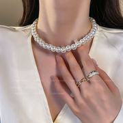 高级感大号珍珠项链女款2024轻奢小众叠戴颈链锁骨链头饰