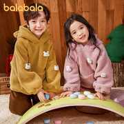 巴拉巴拉男童女童卫衣冬季羊羔绒童装宝宝小童加绒加厚连帽