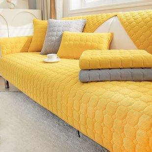 灯芯绒沙发垫四季通用纯色高档客厅沙发简约现代防滑套罩靠背盖布