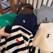 儿童洋气毛衣2023秋男女童纯色，刺绣针织开衫，宝宝短款毛线外。