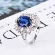 斯里兰卡蓝宝石戒指18K金3.41ct皇家蓝色配镶南非钻石