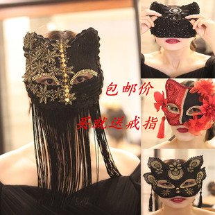 威尼斯狐狸猫女面具重手工，装饰蒙面歌王，日式万圣节假面舞会派对
