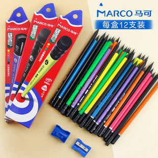 MARCO马可黑木铅笔hb小学生三角书写铅笔9007/9008学生易握铅笔