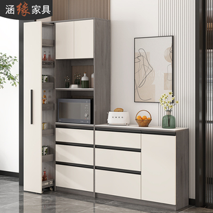 轻奢岩板餐边柜高低组合柜现代简约一体靠墙厨房橱柜储物柜7G221