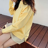 韩版慵懒风很仙的糖果鹅黄色学生套头宽松圆领毛衣女上衣外穿反季
