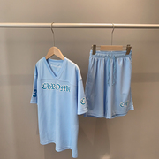 ch浅蓝色限定运动套装球服速干短袖短裤，24年夏季男童女童儿童