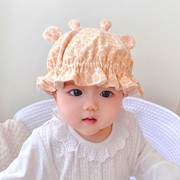 婴儿帽子春秋薄款宝宝渔夫帽可爱超萌长颈鹿纯棉包头帽新生儿胎帽