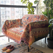 美式复古单人沙发毯纯棉加厚针织毯外贸民族风床尾毯盖布民宿桌布