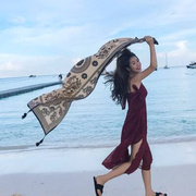 沙滩防晒披肩女夏民族风围巾，泰国旅游丝巾，超大海边纱巾长款沙滩巾