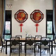 新中式客厅装饰画沙发背景立体浮雕实木玄关挂画餐厅壁画木雕挂件