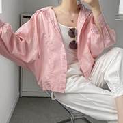 韩版夏季蝙蝠袖连帽衬衫外套上衣防晒衣女2021长袖空调衫女l2