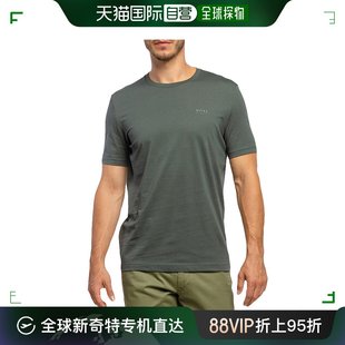 香港直邮Hugo Boss雨果博斯男士短袖T恤土绿色休闲运动速干百搭