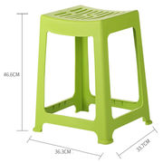 茶花塑料凳子家用条纹板凳，高方凳子(方凳子，)46.6cm绿色1只装