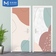 北欧抽象莫兰迪色卧室衣柜移门玻璃贴纸房门改造翻新加厚防水贴膜
