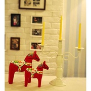 zakka杂货木质工艺品动物摆件，北欧瑞典达拉，木马彩绘红马
