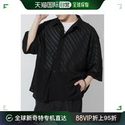 日本直邮Adoon plain 男士透明条纹衬衫 轻薄透气 时尚休闲风格