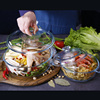 菲内克斯微波炉烤箱专用双耳碗钢化玻璃汤煲汤碗带盖餐具耐热家用