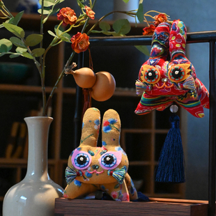 兔子挂件DIY传统手工制作故宫文创纪念品创意民族风手工布艺