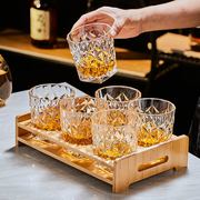 威士忌酒杯洋酒杯家用复古雕花，玻璃啤酒杯水杯烈酒，杯子套装调酒杯