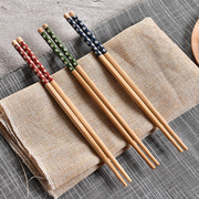 无蜡木筷子复古厨房日韩天然家用筷子，木质环保无油漆印花花