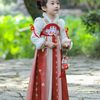 女童汉服拜年服秋冬款连衣裙宝宝周岁礼服儿童红色中国风过年唐装