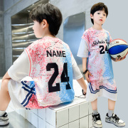 儿童篮球服套装男童夏季24号湖人科比球衣中大童速干假两件训练服