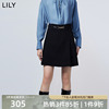 lily2024春女装气质通勤款，洋气不对称高腰a字短款半身裙短裙