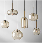 北欧餐厅吊灯现代简约卧室床头灯创意复古工业风玻璃圆球吧台吊灯