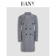 断码hany汉尼切斯特羊绒，大衣灰色中长款男士，毛呢风衣外套