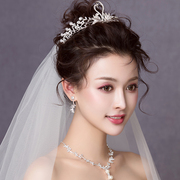 日韩新娘结婚头饰仙美天鹅项链耳环三件套装婚纱礼服配饰